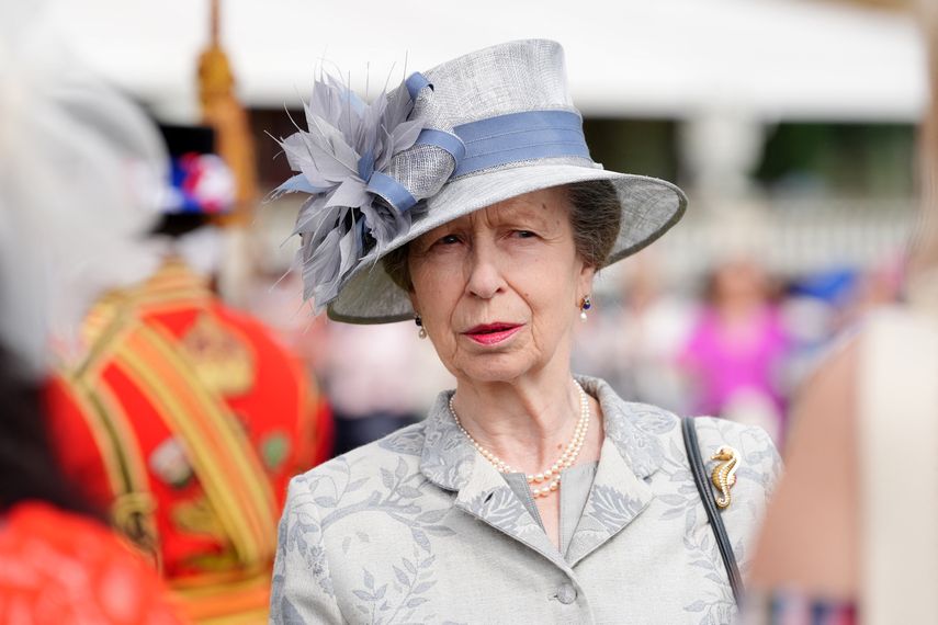 La princesa Ana de Inglaterra se reúne con los invitados durante la fiesta en el Jardín de la Institución Real Nacional de Botes Salvavidas del Soberano en el Palacio de Buckingham en Londres el 23 de mayo de 2024, en celebración del 200 aniversario de la organización benéfica.