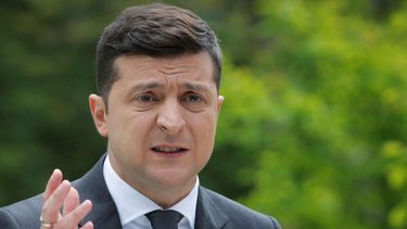 El presidente de Ucrania Volodymyr Zelenskiy habla en conferencia de prensa en Kiev, Ucrania, el mi&eacute;rcoles 20 de mayo de 2020.&nbsp;