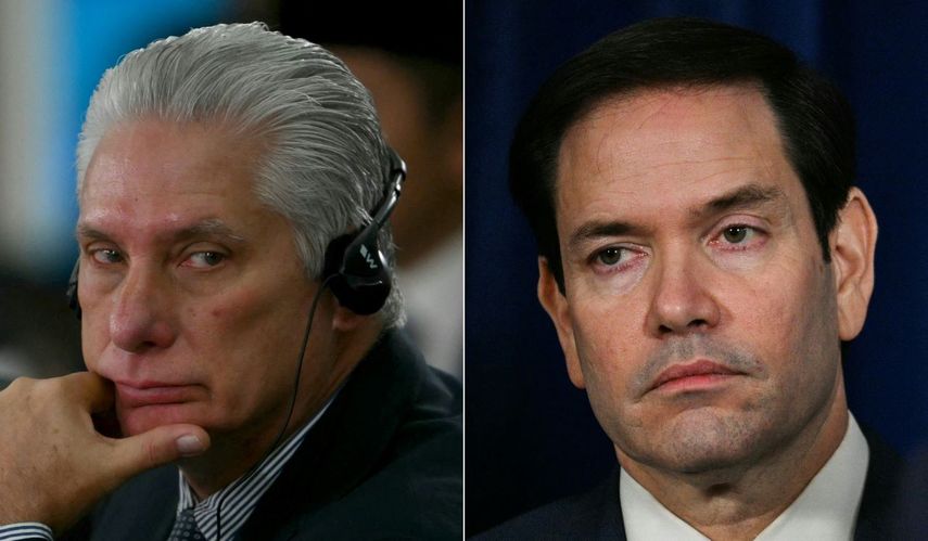 El designado gobernante del castrismo, Miguel Díaz-Canel y el secretario de Estado de Estados Unidos, Marco Rubio.