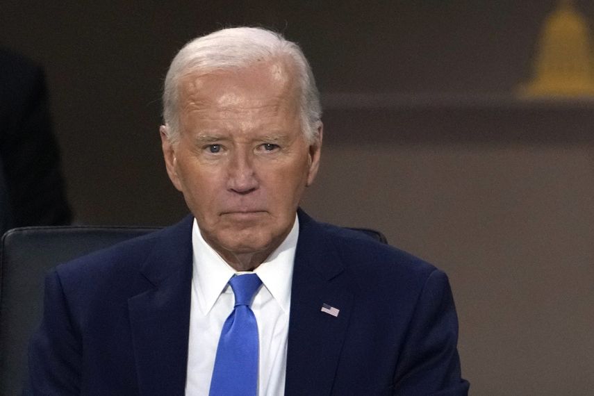 El presidente Joe Biden asiste a la Tercera Sesión de Trabajo de la cumbre de la OTAN en Washington, el 11 de julio de 2024. Biden renunció a su candidatura presidencial de 2024 el domingo 21 de julio de 2024.&nbsp;