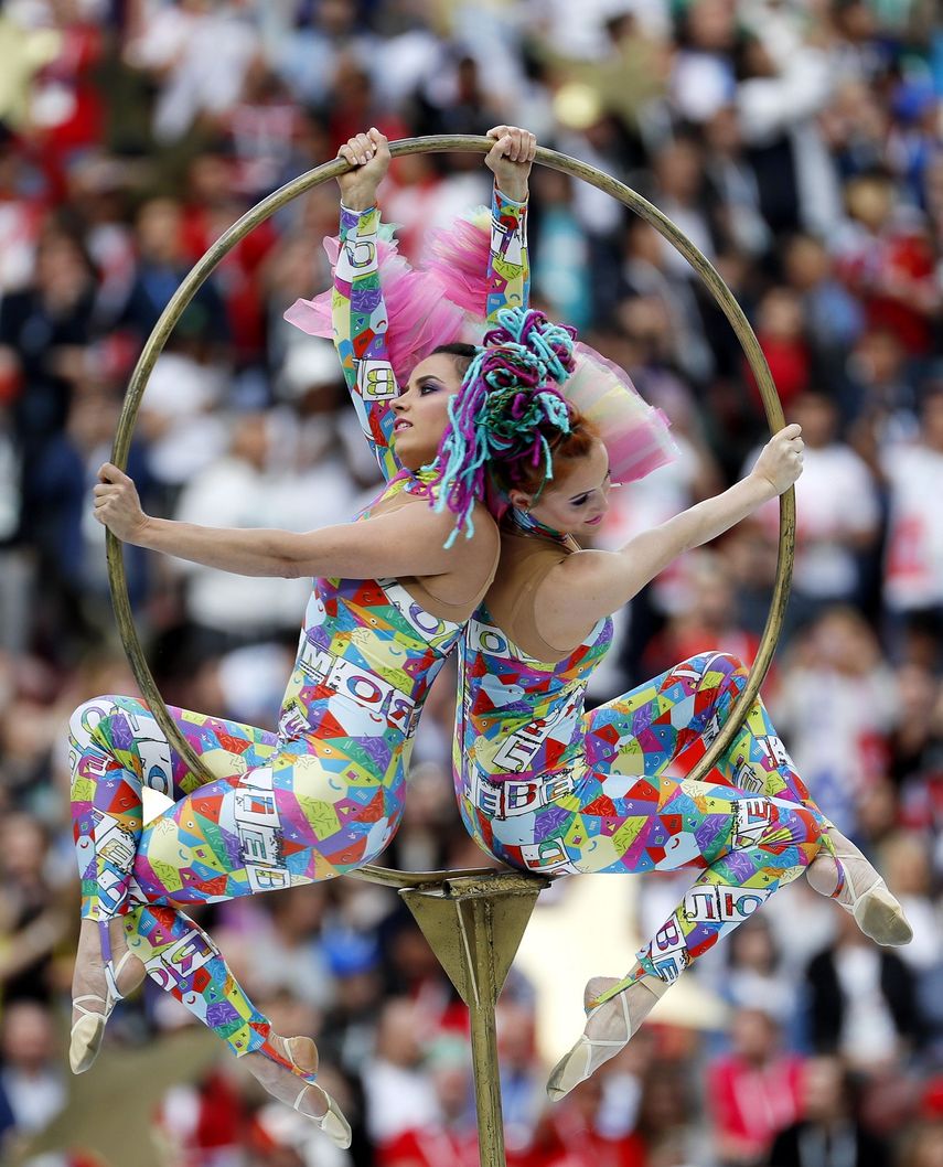 Una actuación durante la ceremonia de apertura previa al partido de la Copa Mundial de la FIFA 2018.&nbsp;