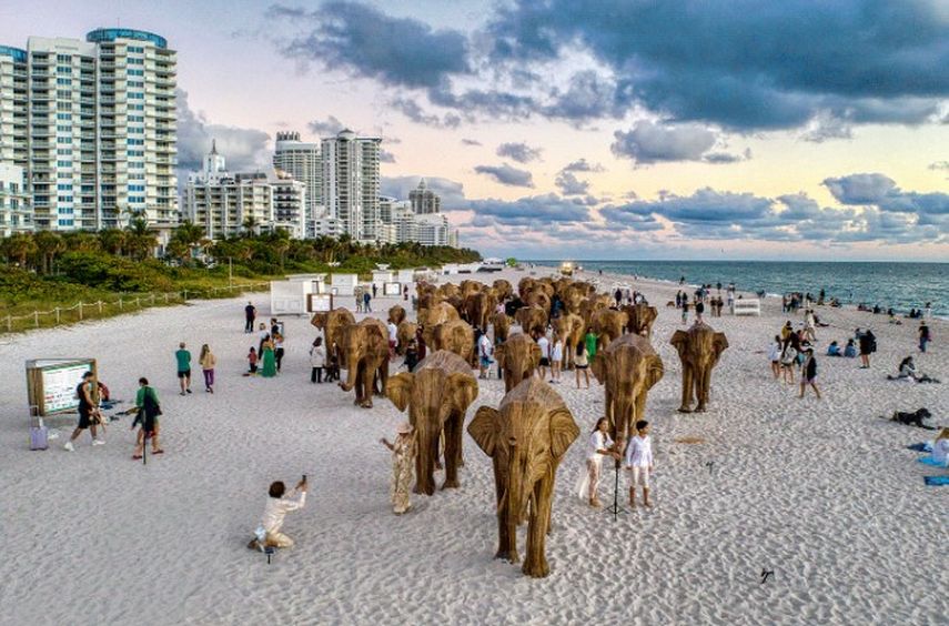 ReefLine, Elephant Family y Art&Newport presentan Star Compass, una serie de tres instalaciones de arte público a gran escala en Miami, el 2 de diciembre de 2024.