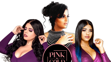 En esta imagen promocional, Mitchelle Cobb, Scarlet Collado e Isveny Pichardo, las tres dominicanas a cargo de la línea de belleza Pink as Gold.