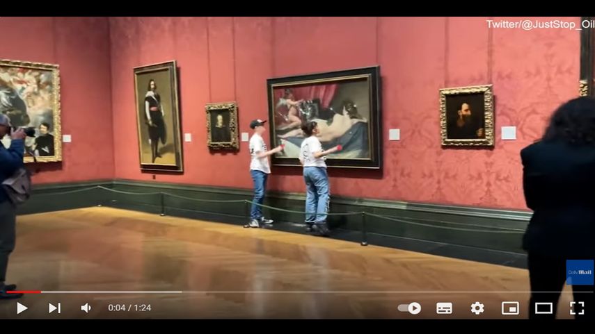Militantes del movimiento ecologista Just Stop Oil rompieron el 6 de noviembre en la National Gallery de Londres el cristal de protección de un cuadro del pintor español Diego Velázquez.