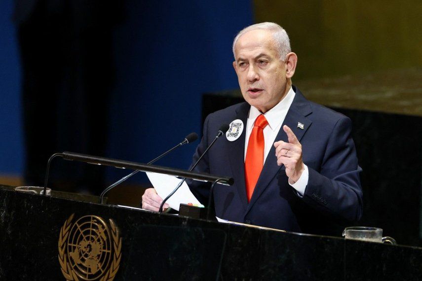 &nbsp;El primer ministro israelí, Benjamin Netanyahu, se dirige a la Asamblea General de las Naciones Unidas en la sede de la ONU en Nueva York el 26 de septiembre de 2025.&nbsp;
