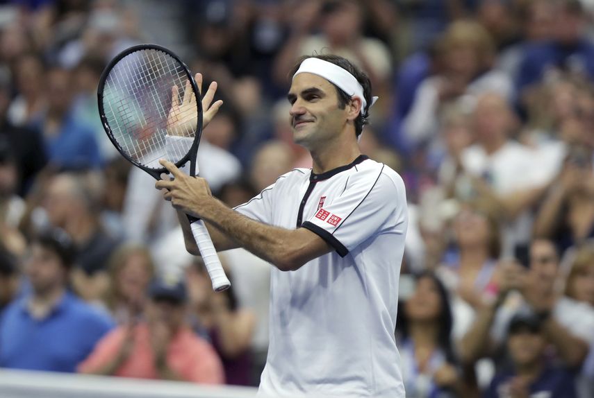 El suizo Roger Federer tras derrotar al bosnio Damir Dzumhur en la segunda ronda del US Open, el miércoles 28 de agosto de 2019, en Nueva York.&nbsp;