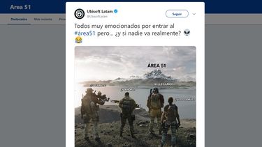 Captura de pantalla de un tuit publicado el 17 de julio de 2019 sobre la broma promovida en Facebook de invadir el &Aacute;rea 51.