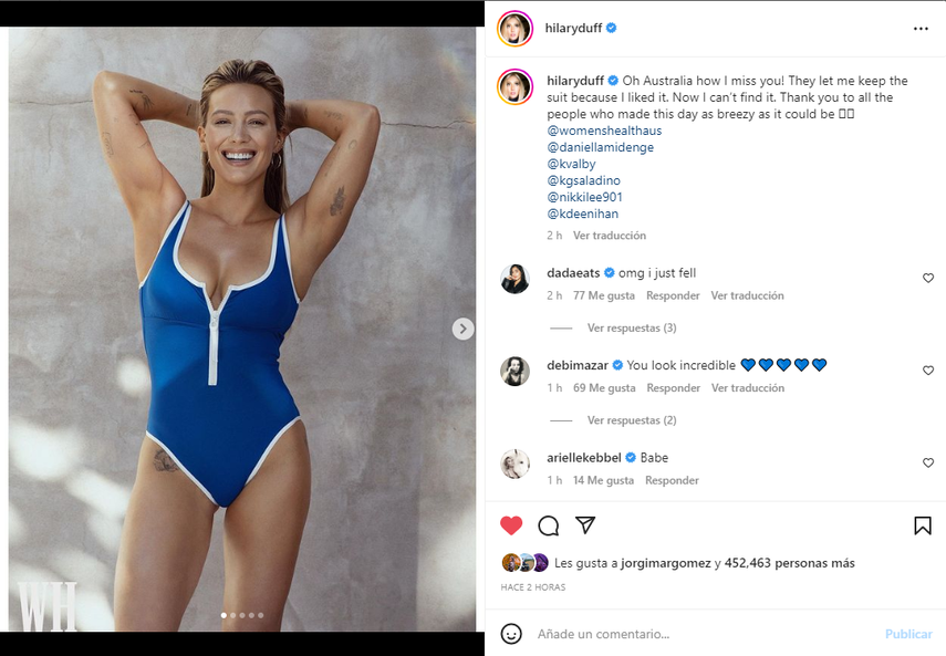 La actriz Hilary Duff habló sobre su trastorno alimenticio a los 17 años.