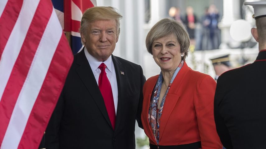 El presidente de EEUU, Donald Trump, junto a la primera ministra británica, Theresa May, en enero de 2017, en la Casa Blanca, en Washington, EEUU.