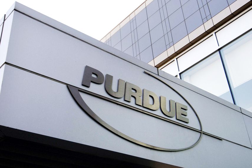 Logo de Purdue Pharma en sus oficinas de Stamford, Connecticut. &nbsp; &nbsp;