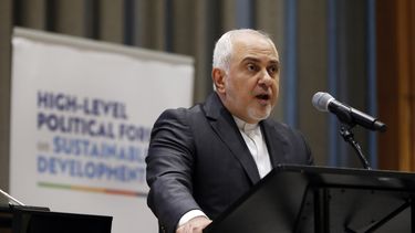 El ministro de Exteriores de Irán, Javad Zarif, se dirige al Foro Político de Alto Nivel sobre Desarrollo Sostenible, en la sede de Naciones Unidas, el 17 de julio de 2019.