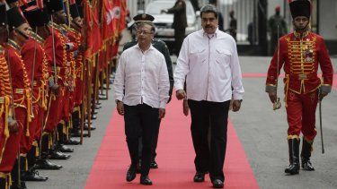 Nicolás Maduro y Gustavo Petro durante su visita a Caracas, Venezuela.