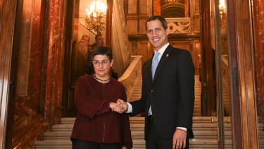 &nbsp;El presidente encargado de Venezuela, Juan Guaid&oacute; , se re&uacute;ne con la ministra de Asuntos Exteriores, UE y Cooperaci&oacute;n, Arancha Gonz&aacute;lez Laya, en Madrid (Espa&ntilde;a) a 25 de enero de 2020.&nbsp;