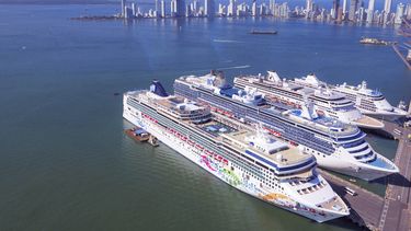 Imagen a&eacute;rea del Puerto de Cartagena, Colombia.