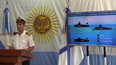 El portavoz de la Armada&nbsp;argentina, Enrique Balbi, ofrece una rueda de prensa sobre la búsqueda del&nbsp;submarino&nbsp;ARA Sanç Juan.