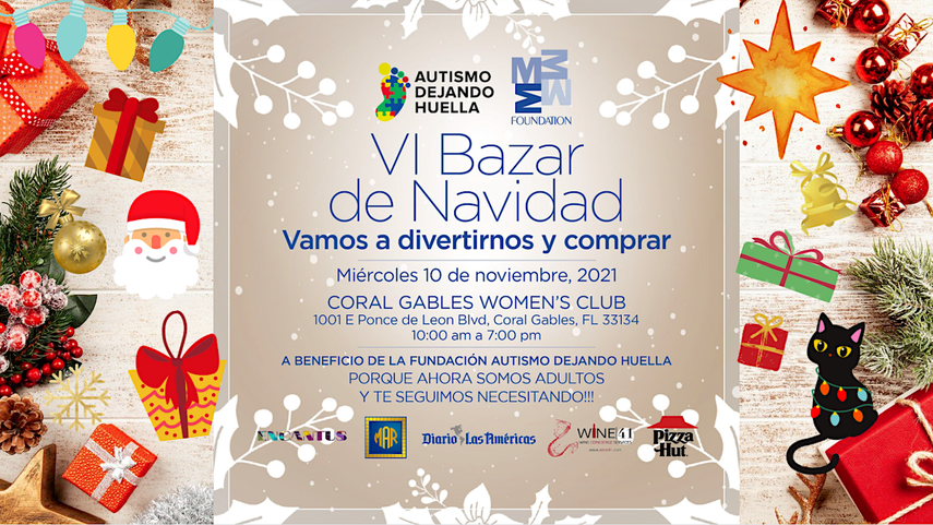 Cartel del VI Bazar de Navidad, organizado en Miami por M Foundation.