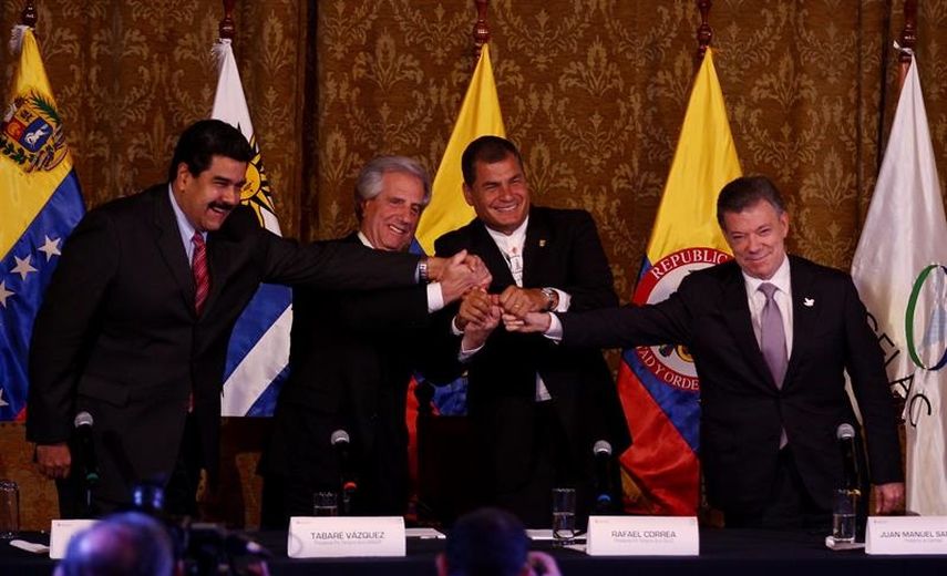 Reunión de Santos y Maduro en Quito. (EFE) 