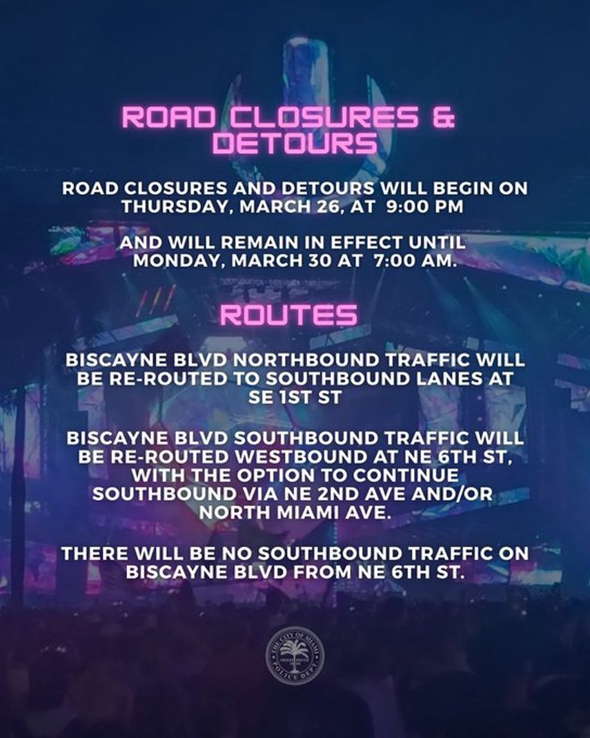 Cierre de vías y desvíos por el festival Ultra en Miami&nbsp;