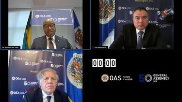 La Asamblea General de la Organización de Estados Americanos (OEA), se realiza de manera virtual. 20 de octubre de 2020.
