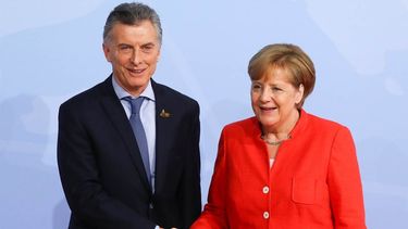 Mauricio Macri y Angela Merkel durante la cumbre de Hamburgo.
