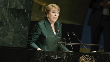 La presidenta de Chile durante su intervención en la Asamblea de la ONU