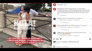 Christian Nodal y Ángela Aguilar posan juntos al confirmar su relación sentimental.