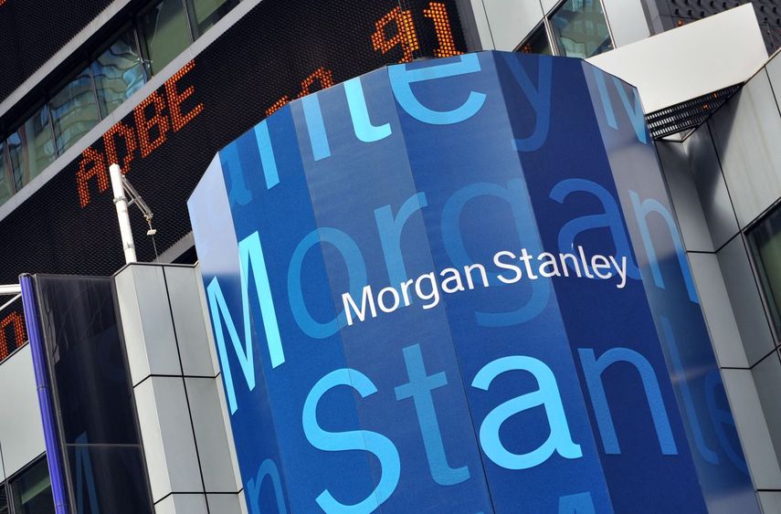 Logo del banco Morgan Stanley en su sede en Nueva York.