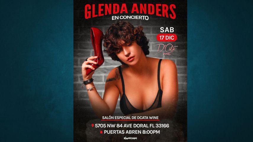 Afiche promocional del concierto de Glenda Anders este 17 de diciembre en Doral.&nbsp;