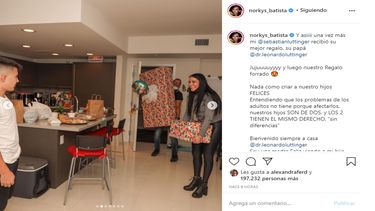 Norkys Batista junto a su hijo, Sebastian Luttinger Batista, y su exesposo, Leonardo Luttinger.&nbsp;