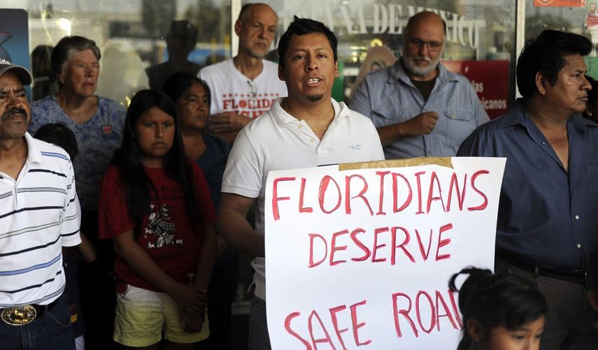 Indocumentados de la Florida en una manifestación para apoyar licencias de conducción para individuos sin estatus migratorio.&nbsp;