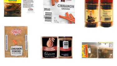 Esta combinación de imágenes cortesía de la Administración de Alimentos y Medicamentos de Estados Unidos (FDA por sus iniciales en inglés), el miércoles 6 de marzo de 2024, muestra productos de canela que se venden en tiendas de descuento de Estados Unidos y los cuales contenían niveles elevados de plomo.  