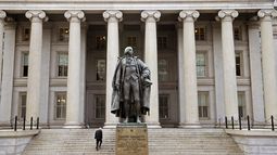 Entrada principal del Departamento del Tesoro en Washington.