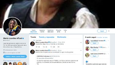 Captura de Pantalla del Twitter de la jueza María Lourdes Afiuni. 