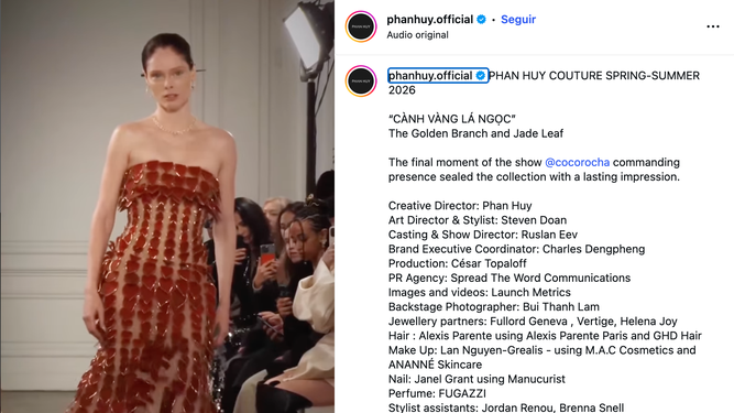 Diseñador Phan Huy representa a Vietnam en Semana de la Alta Costura de París