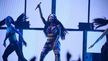 La rapera Nicky Minaj durante una presentación en el festival de música iHeartRadio. (AP). 