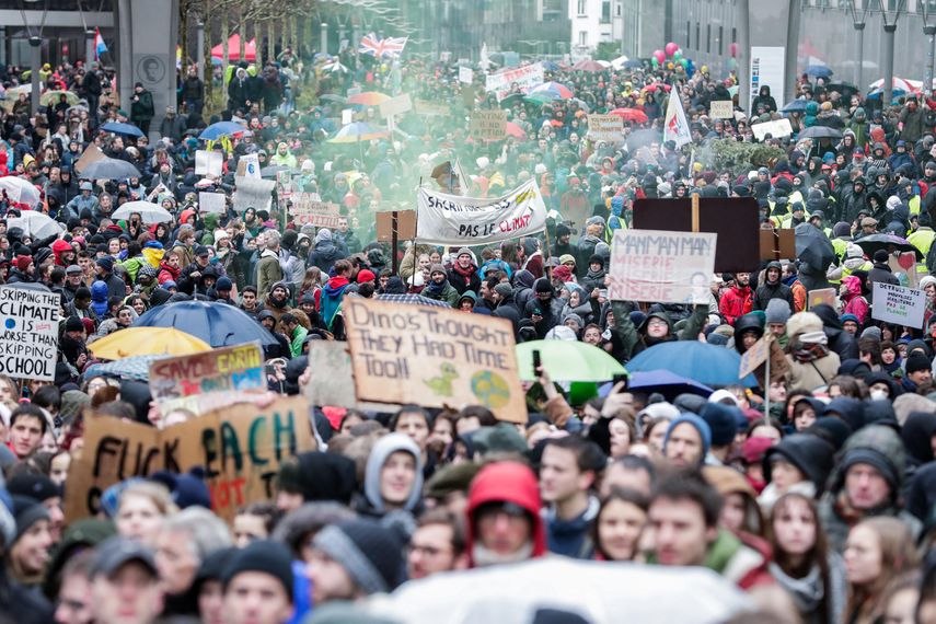 Manifestación contra cambio climático en Bruselas.