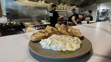 Stracciatella with sourdough bread, Pasta, Miami.