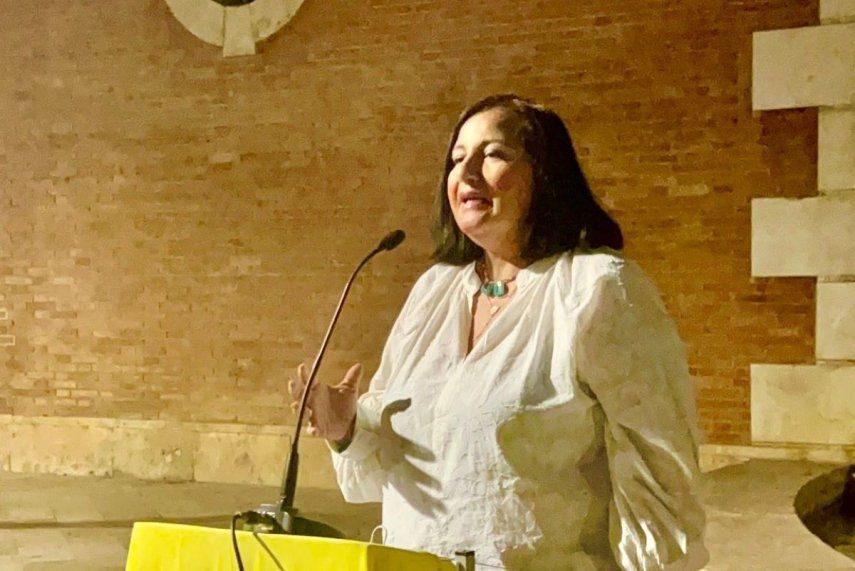 La diputada Dinorah Figuera durante un acto político en Valencia, España, el 01DIC24. 