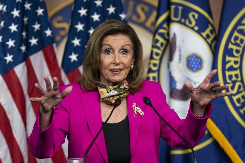 La presidenta de la C&aacute;mara de Representantes de Estados Unidos, Nancy Pelosi, durante una conferencia de prensa en el Capitolio en Washington. &nbsp;