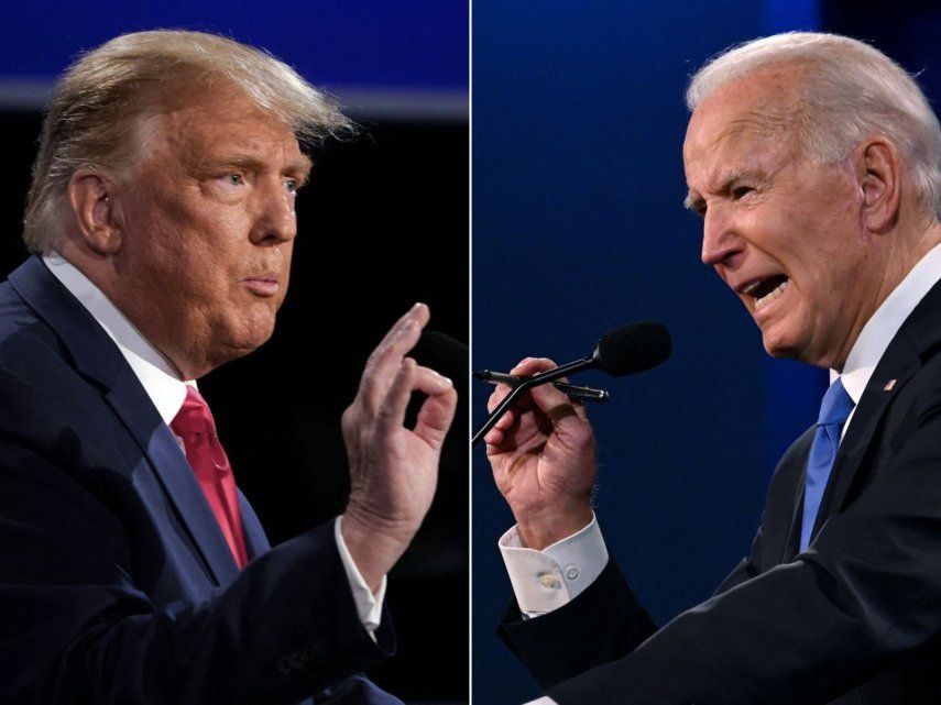 Donald Trump y Joe Biden durante el debate presidencial en 2020.