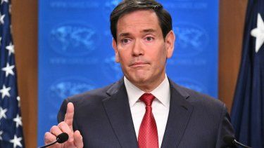 El secretario de Estado de EEUU, Marco Rubio, habla durante una conferencia de prensa en la sede del Departamento de Estado en Washington.