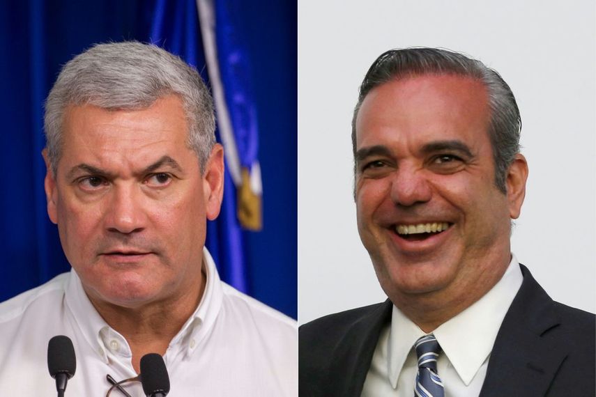 Esta combinación de imágenes creadas el 25 de junio de 2020 muestra a la izquierda al candidato presidencial por el gobernante Partido Dominicano de la Liberación (PLD) Gonzalo Castillo, y al candidato presidencial del Partido Revolucionario Moderno (PRM) de República Dominicana, Luis Abinader. 
