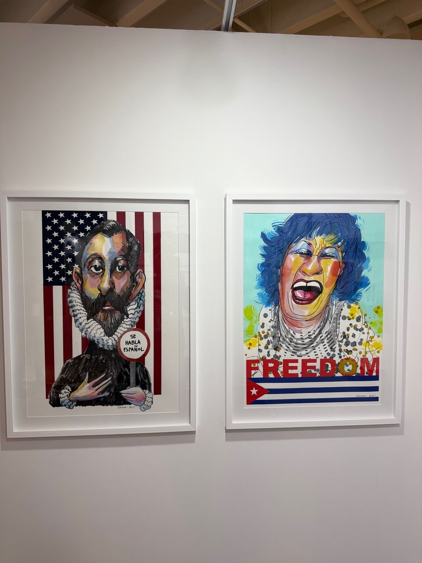 Muestra de la caricaturista venezolana Rayma en la tercera edición de la Feria Internacional de Arte de Doral.&nbsp;