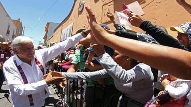 Andrés Manuel López Obrador durante un acto de campaña en el estado de Hidalgo, México
