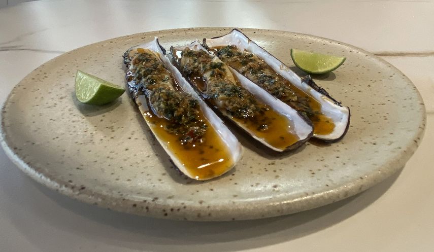 Razor clams, Nduja with salsa verde, Pasta, Miami.