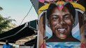 Foto de un mural realizado por el artista venezolano Badsura del deportista venezolano Yulimar Rojas, múltiple campeón mundial y medallista olímpico de triple salto, en Caracas, el 7 de junio de 2021 Foto de un mural realizado por el artista venezolano Badsura del deportista venezolano Yulimar Rojas, múltiple campeón mundial y medallista olímpico de triple salto, en Caracas, el 7 de junio de 2021