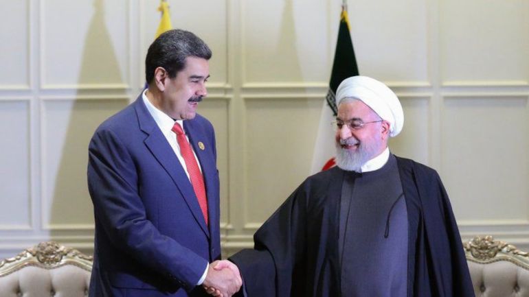 El dictador de Venezuela Nicolás Maduro y el presidente de Irán Hasán Rohani.