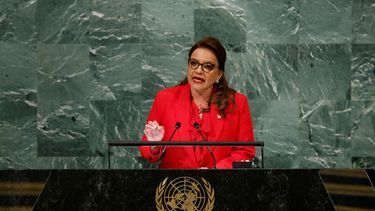 La presidenta de Honduras Xiomara Castro durante la Asamblea General de la ONU en Nueva York el 20 de septiembre del 2022.