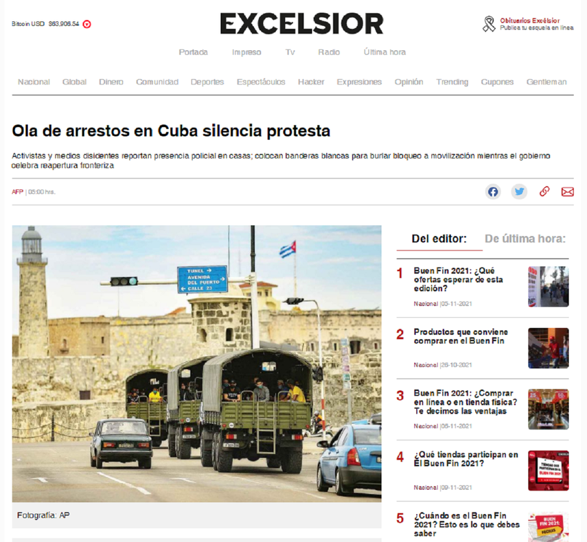 Portada del diario Excelsior.&nbsp;