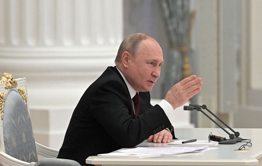 El presidente Vladimir Putin en el Kremlin, Moscú.